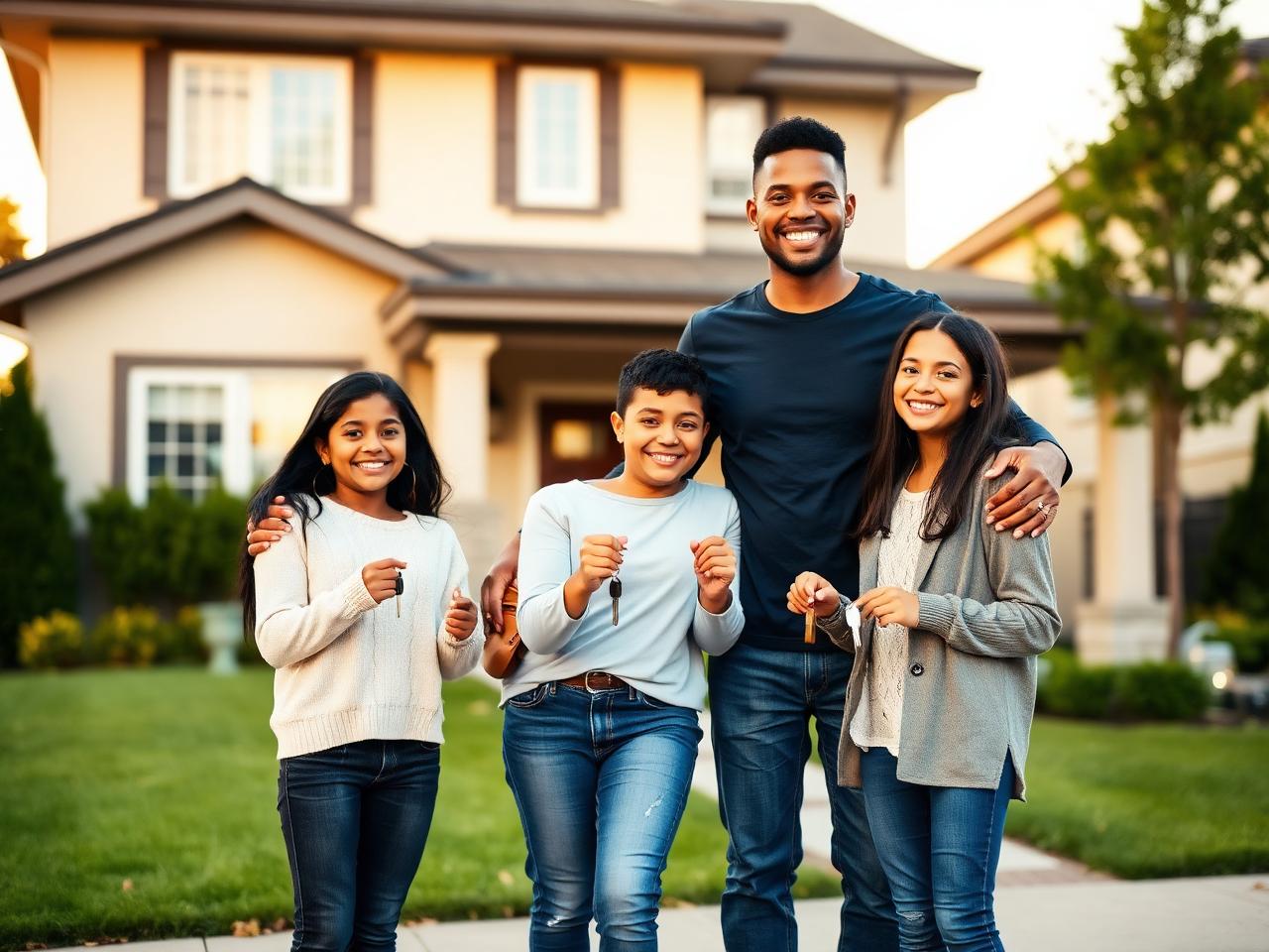 Family with keys to new home
